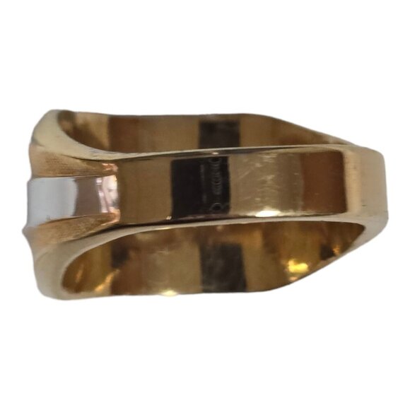 Vintage Men's ESPO Ring 14K Gold GE 2 Tone Cubic Zirconia Square Setting - Picture 8 of 14